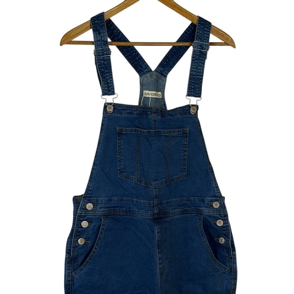 Luvamia NEW Denim Overalls Blue Medium Wash Women Size Small Casual - Picture 2 of 11